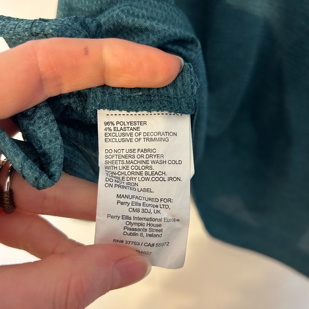 PGA tour golf polo mesh moisture wicking teal green blue button collar - Picture 4 of 6